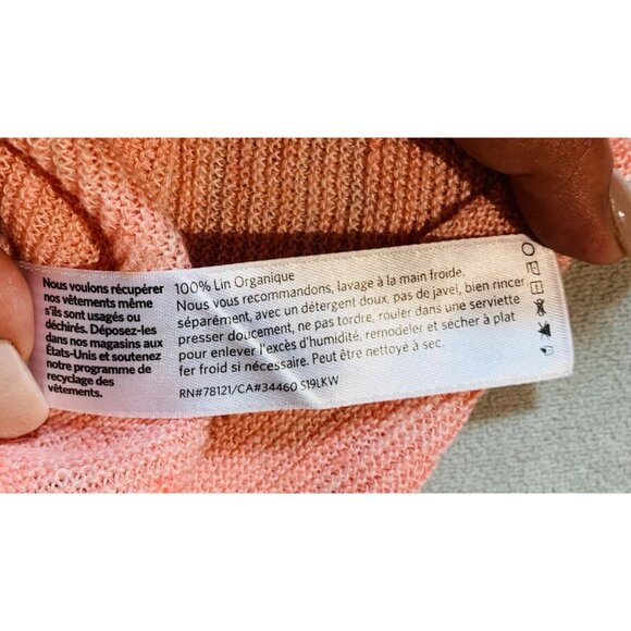 Eileen Fisher Coral Lightweight Knit Short Sleeve Top Organic linen S/P - Picture 8 of 10